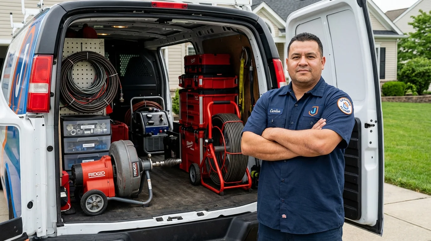 Professional drain cleaning equipment and Johns Plumbing LLC plumber in Greenbush