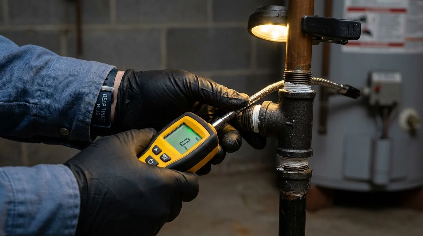 Gas leak detection with electronic sniffer by Johns Plumbing LLC in Greenbush